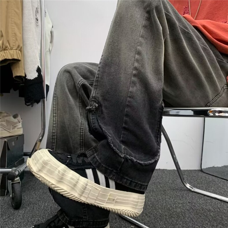 欧美vibe风渐变水洗高街牛仔裤男女情侣潮牌设计感长裤7022-p50,男装牛仔裤,星座1008-1