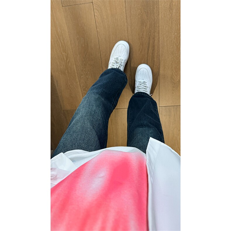 现货主推渐变复古蓝微喇直筒松紧腰休闲牛仔裤男女K5809-P50控69,男装牛仔裤,星座205