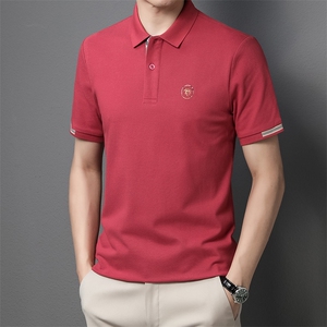夏季新款男士纯棉翻领短袖t恤中年有领男装上衣服休闲POLO衫图片