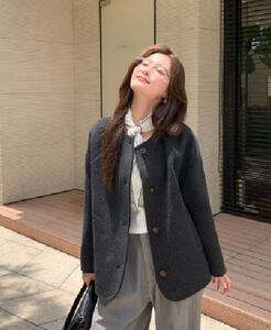 2025收腰毛呢外套女秋冬季长袖宽松高级感短款图片