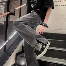 复古浅色直筒阔腿牛仔裤男宽松休闲开叉喇叭裤YN869-P45，男装牛仔裤，星座1001-1