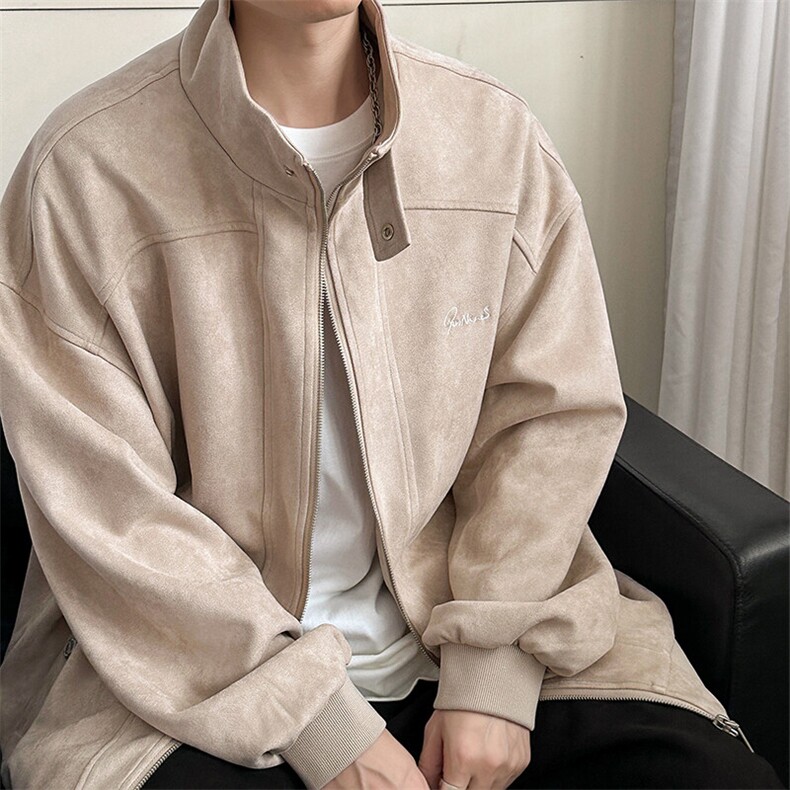 2024现货新款立领鹿皮绒夹克外套男绣花上衣A351-AJ2520-P105,男装夹克,电商A351