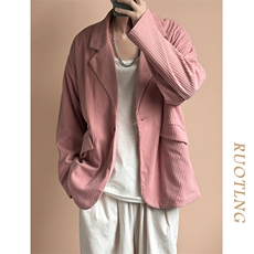 现货-春季新品潮牌设计感西装外套宽松痞帅休闲西服-AZ2430-P95，男装西服，电商A351