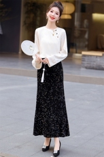 2024春装新款复古简约两件套淑女气质搭配套装套裙，女装套装/套裙，芭米依尚