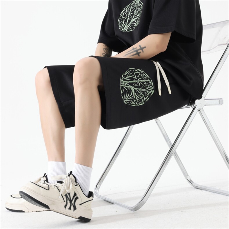 量大优 供视频 菠萝格套装刺绣短裤男大码M-5X DK27-特P25图片