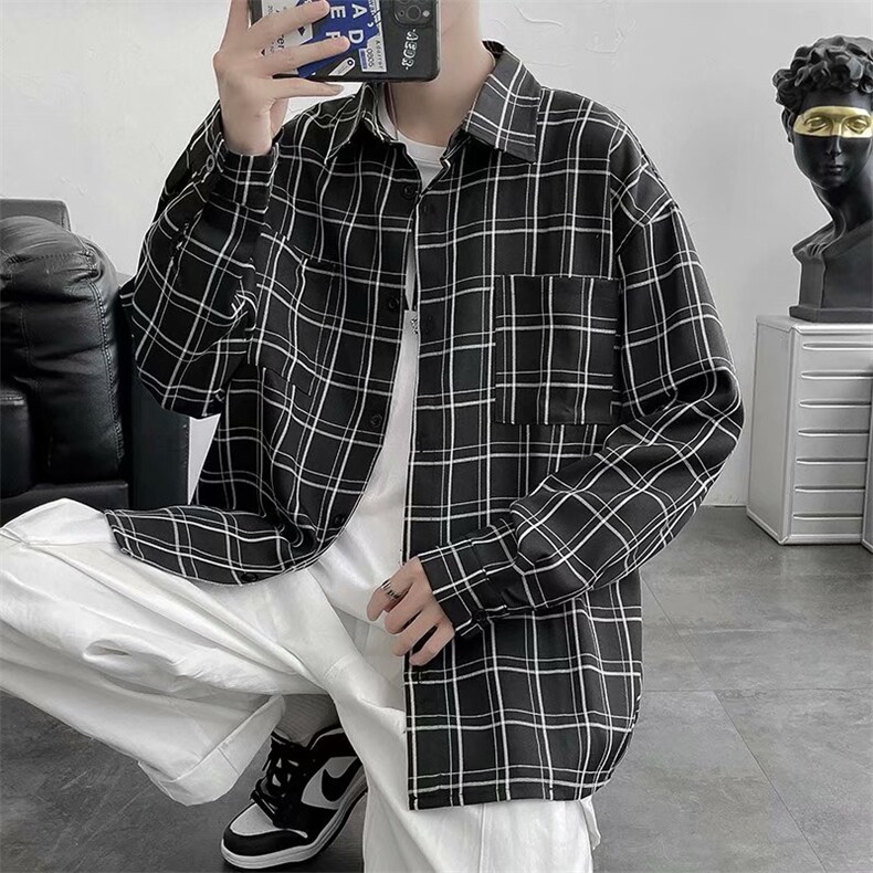 美式复古衬衫春季内搭叠穿外套小众高级感情侣上衣C8010p40,男装衬衫,星座1013
