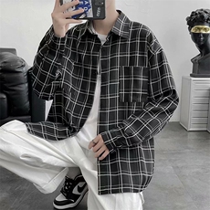 美式复古衬衫春季内搭叠穿外套小众高级感情侣上衣C8010p40，男装衬衫，星座1013