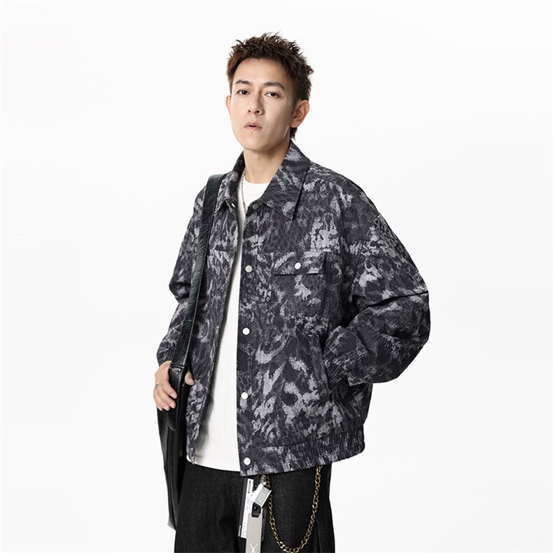 JK2656-P83M-8XL秋季新款美式复古泡泡格扎染夹克外套控148,男装夹克,星座109