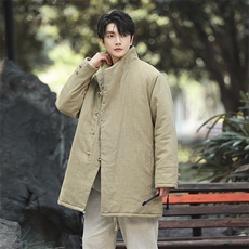 风唐装中长款棉衣男立领大码棉麻保暖外套复古棉服1219-p198，男装棉衣，电商A016