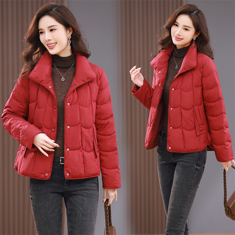 2024年秋冬季新款潮韩版休闲百搭立领白鸭绒羽绒服女士短外套保暖，女装羽绒服，简韵佳