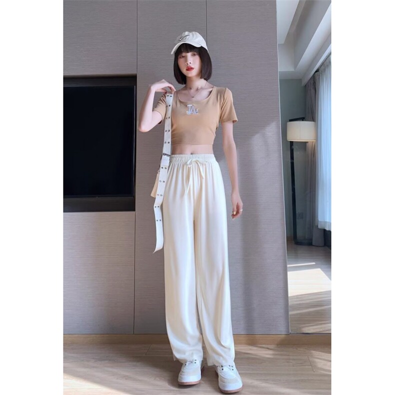 阔腿裤女生2025新款夏季宽松休闲直筒小个子高腰垂感防晒裤新款,女装休闲裤,星座1210-1