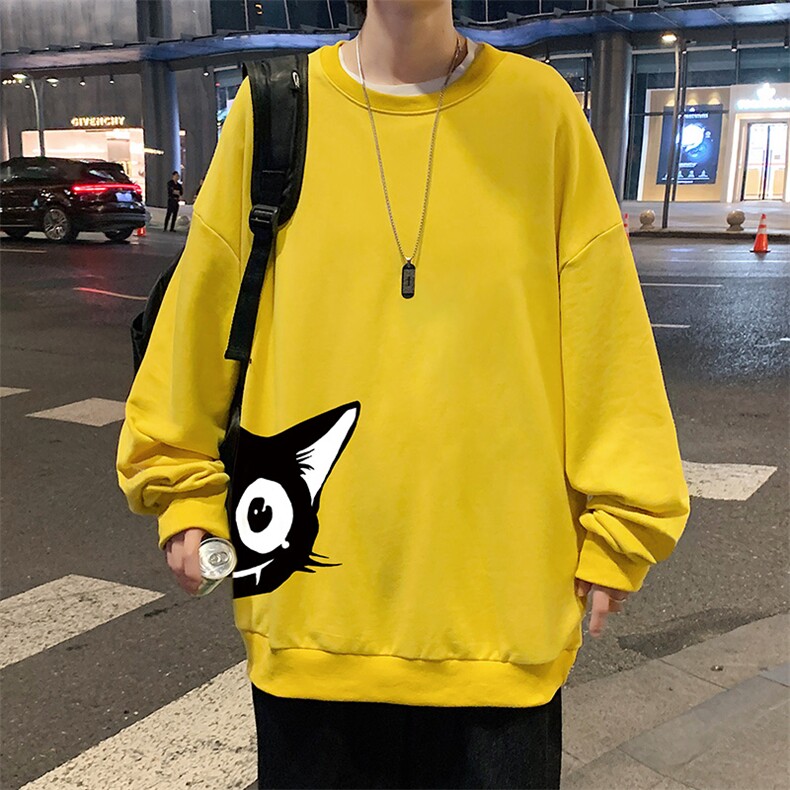 S6035-P28加绒款-P33秋季圆领卫衣男大码韩版宽松长袖外套,男装卫衣,电商A040