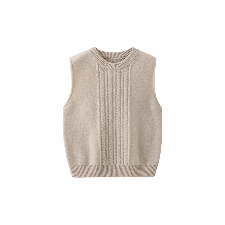 秋季新款纯色针织圆领针织无袖马甲时尚百搭，童装儿童羊毛衫，奥澜羊绒