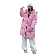 韩版减龄保暖中长款减龄棉服女2025冬季新款显瘦加厚连帽棉衣棉袄，女装棉衣/棉服，2D148