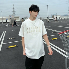 万针全刺绣工艺抖音得物高品质260克重磅纯棉双纱美式高街短袖T恤，男装T恤，电商A486