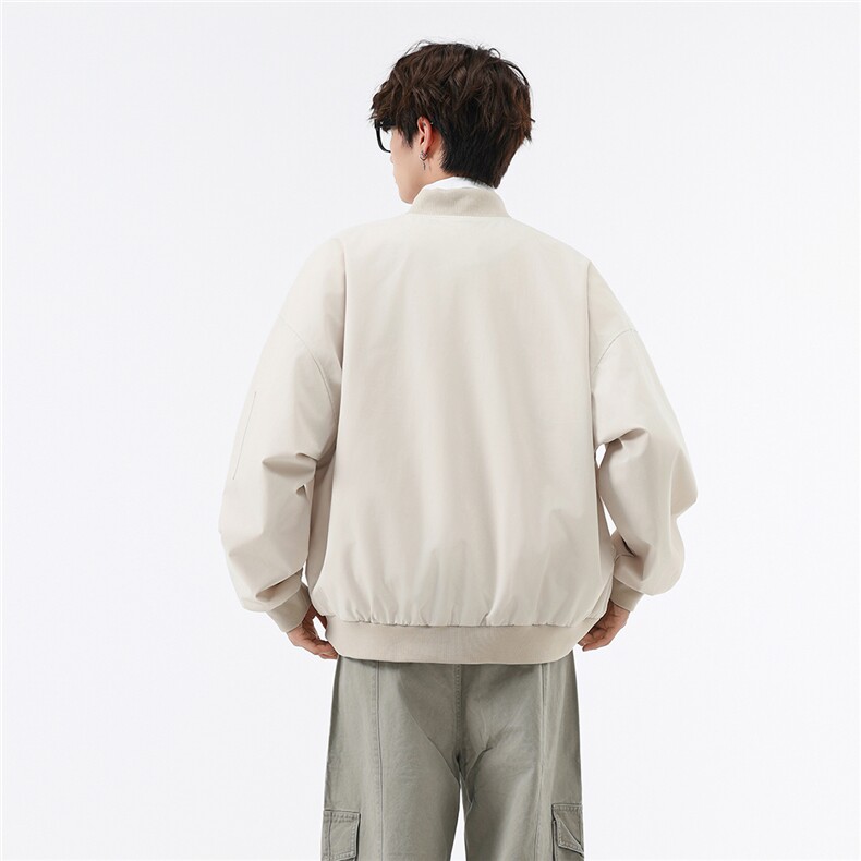 美式复古风棒球服夹克撞钉设计痞帅百搭休闲外套J51339TP65,男装夹克,电商A247