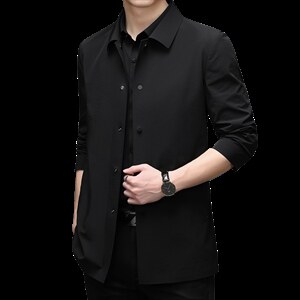 2023春季新款中年男士时尚商务休闲高端风衣夹克外套宽松百搭男装图片