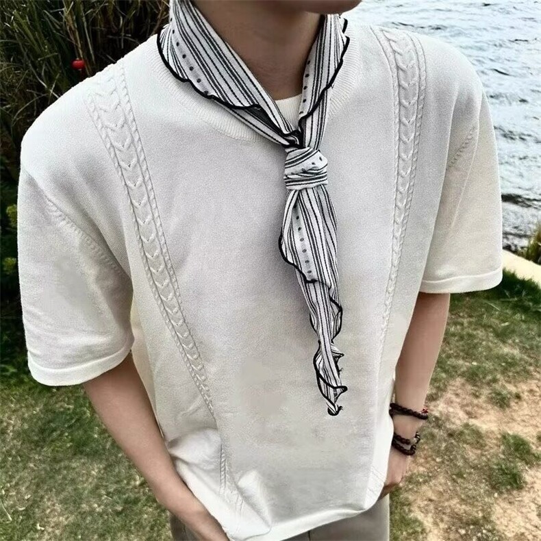 【有货】DT503-特P42美式天丝正肩短袖男夏季老钱风编制圆领t恤,男装T恤,星座603-2