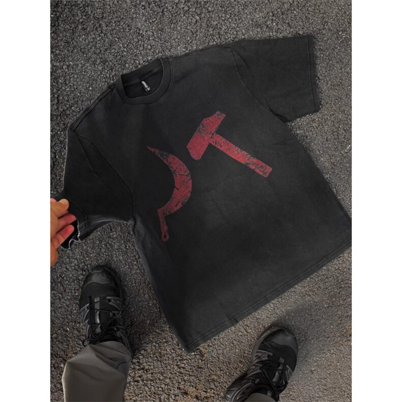 前后印花宽松休闲圆领短袖T恤D328-6T1108-P25，男装T恤，电商D328