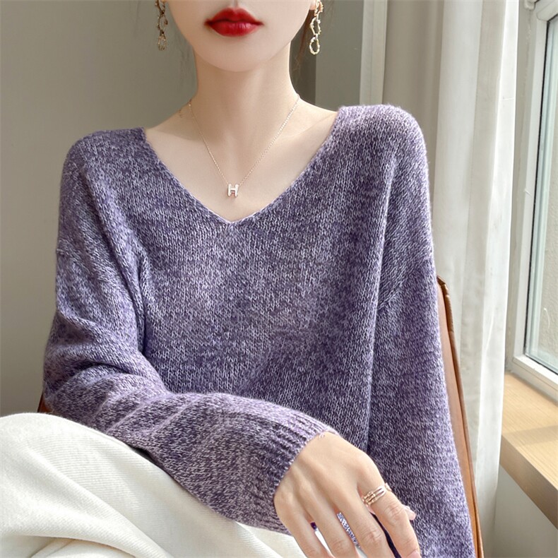 多色V领10%羊绒衫女时尚百搭显瘦上衣休闲气质,女装羊绒衫,东远绒业