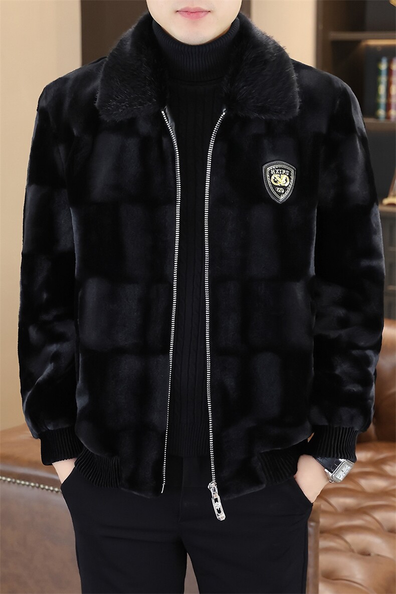 冬季加厚仿水貂绒男士翻领大码毛呢夹克外套X987-P85,男装毛呢大衣,星座310B-3