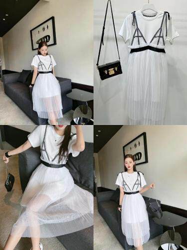 可拆卸两件套连衣裙～白色～SM码，女装连衣裙，LOVELS