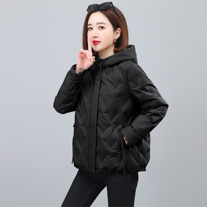 2023年冬季气质撞色时尚休闲连帽羽绒服,女装羽绒服,依恋蒂丝