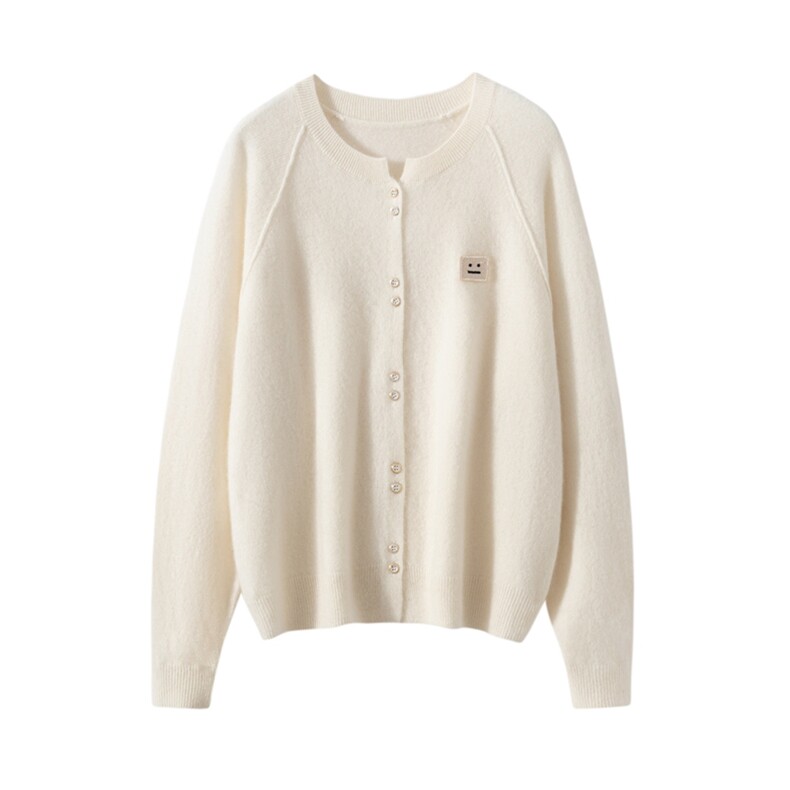 2025年秋季时尚百搭插肩圆领开衫，女装羊绒衫，戎美山