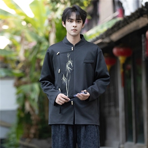 新中式男女风金竹刺绣西装痞帅订婚礼服中式宽松立领唐装JK206图片