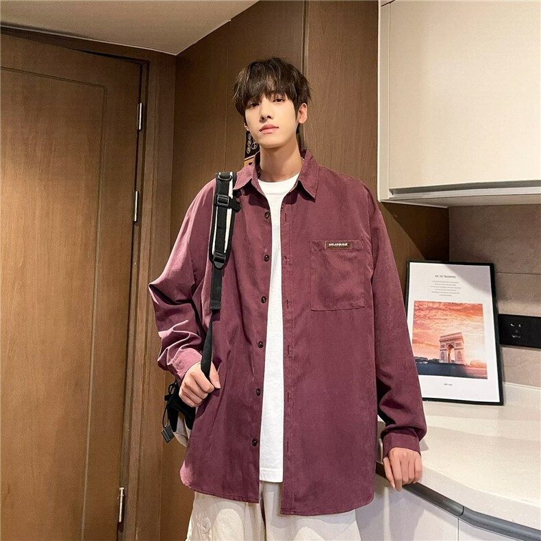 长袖衬衫男韩版潮流高级感上衣服港风休闲学生痞帅衬衣秋冬季外套,男装衬衫,星座1013