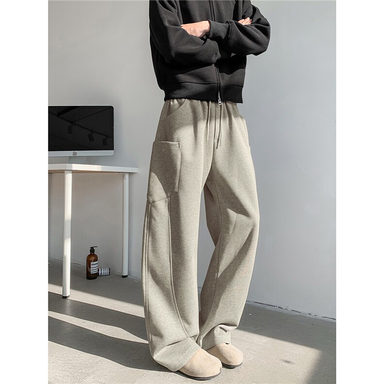 黄灰色长裤春款运动裤男休闲裤弯刀裤KD661-P50，男装休闲裤，电商D312-1