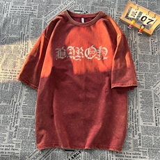水洗做旧短袖美式复古重磅大码潮牌朋克暗黑T恤xz301B-JB5233-P35，男装T恤，星座301B
