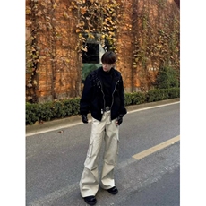美式重磅连帽卫衣开衫男女春秋潮牌高级感短款宽松情侣外套，女装短外套，四季星座505