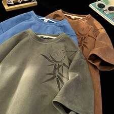 1竹竹高升烧花麂皮绒大码M-5XL短袖T恤JDT77787特P25块供抖音视频，男装T恤，星座226-2