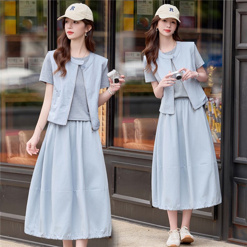 2026年夏季女装简约休闲三件套女装套裙，女装套装/套裙，微微衣阁