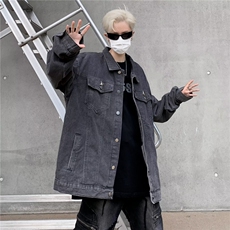 2023新款水洗牛仔外套男vibe潮牌高街百搭宽松情侣款夹克J3342，男装夹克，星座1116A-1（原606A）