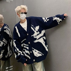 美式复古植绒开衫毛衣针织衫男秋装宽松高街嘻哈MY231-P55，男装针织衫/毛衣，星座1109-3