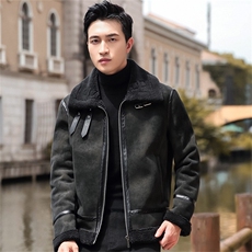 68802-P208羊羔毛外套秋冬季加厚男夹克皮毛一体机车棉服棉衣，男装夹克，电商D310B-1