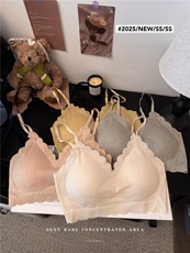 无痕蕾丝抹胸内衣小胸聚拢不空杯收副乳防下垂背心小吊带，女装背心吊带，梦白服饰厂