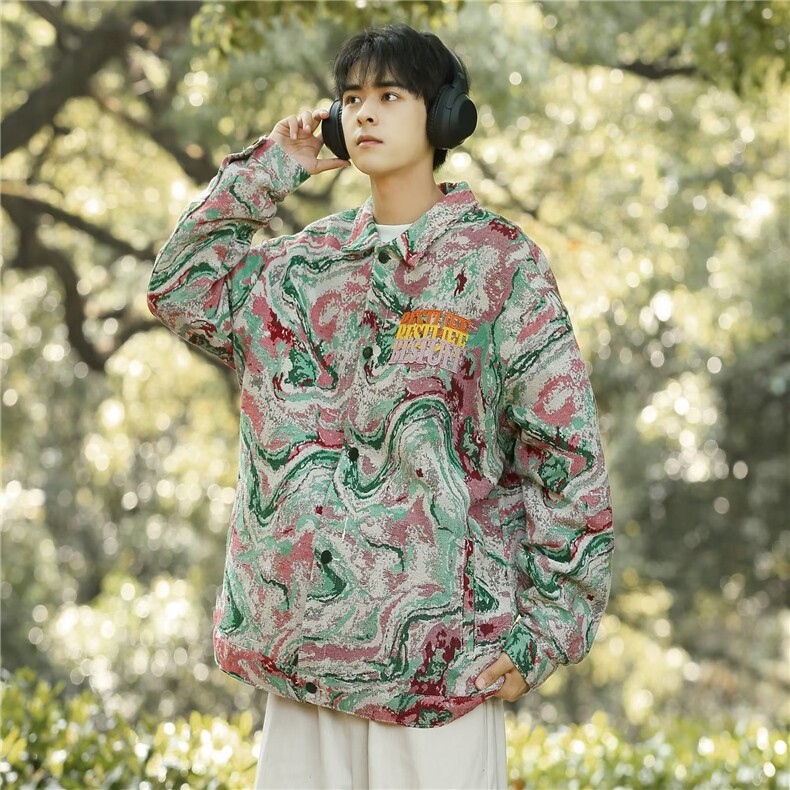 外套男春秋款美式高街痞帅夹克宽松休闲机车服休闲,男装夹克,星座716-4