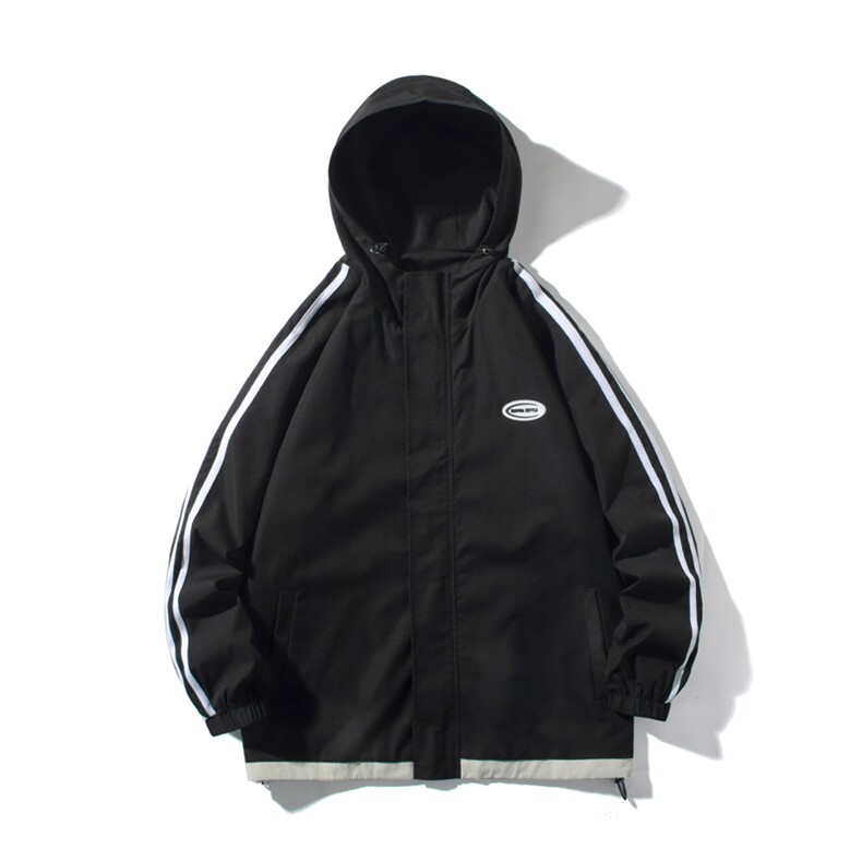 JK6001/P60春装新款白底平铺撞色连帽夹克男宽松大码外套上衣控78，男装夹克，电商A141
