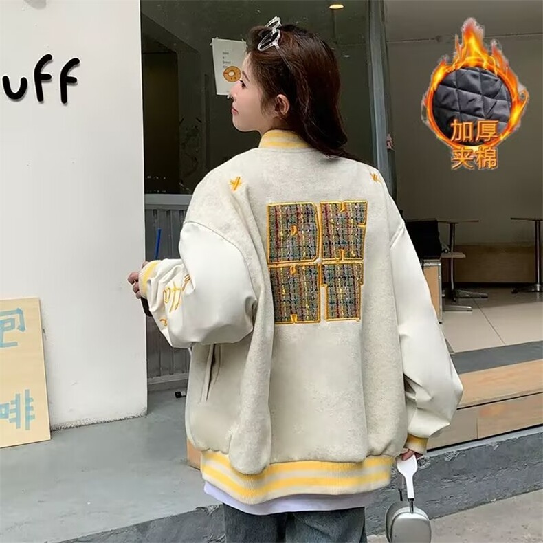 2026美式复古条纹撞色棒球服女潮牌宽松春秋插肩袖外套高街夹克,男装夹克,星座715-4