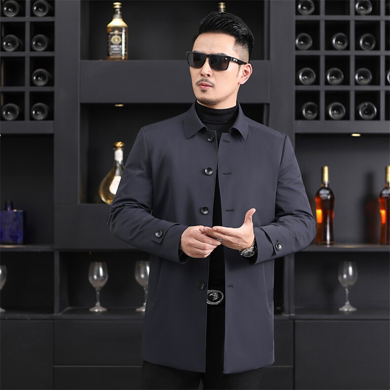 鹅绒内胆羽绒服风衣男士2023年新款冬季男装加厚保暖防寒外套，男装羽绒服，电商B212（原钱塘6029）
