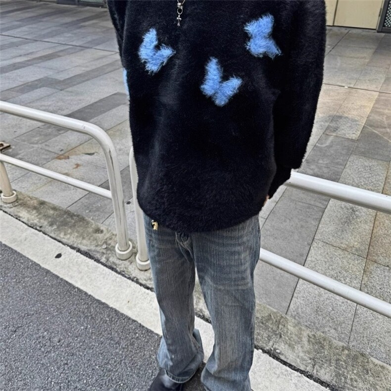 濮院毛衣男韩版潮流宽松日系针织衫水貂绒慵懒线衣外套LF497P55,男装针织衫/毛衣,电商D256-2(原A064-2)