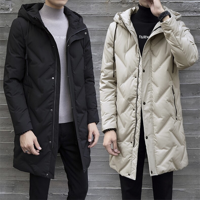 羽绒服男2021新款中长款男士连帽青少年冬季加厚外套男DS275T,男装羽绒服,电商A102