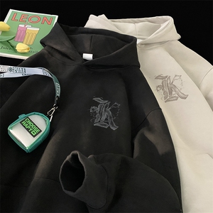 大大 麂皮绒卫衣男港风宽松带帽字母外套 416B-WY662-P58限78图片
