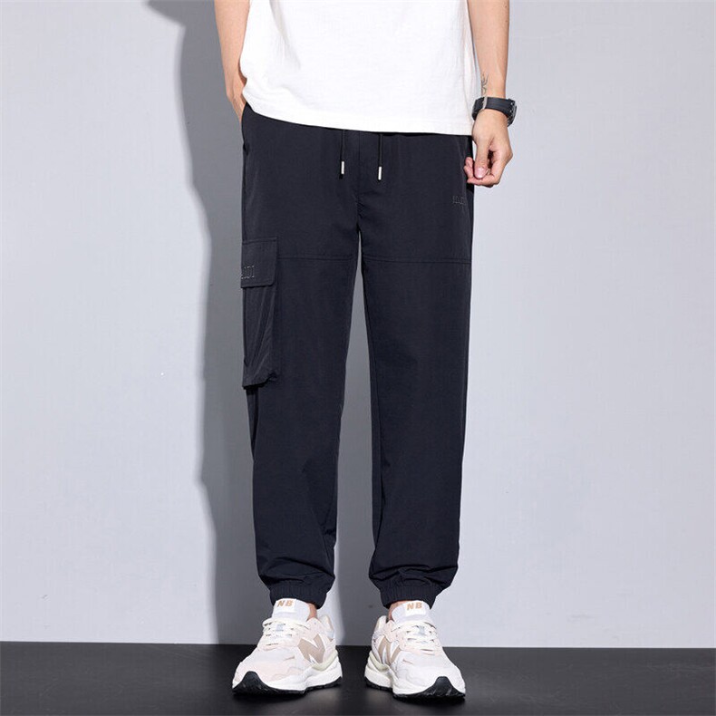 工装冰丝裤子男夏季薄款潮牌2026新款束脚运动休闲长裤N5223-P45，男装工装外套，星座509
