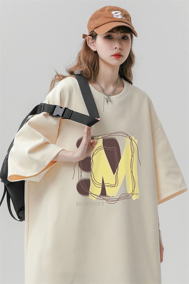 中性风3D字母M印花纯棉宽松时尚百搭新款短袖T恤T6079P25控38,男装T恤,电商A268