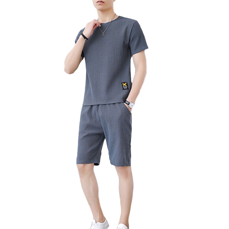 夏季短袖T恤套装男韩版两件套宽松男装纯棉半截袖inT778-P42,男装休闲套装,星座1206（原A206）