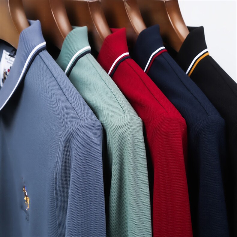 秋季新款男士长袖t恤翻领刺绣纯棉中年爸爸秋装休闲polo衫上衣服,男装T恤,电商B212（原钱塘6029）